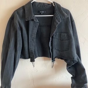 Missguided cropped black washed jacket